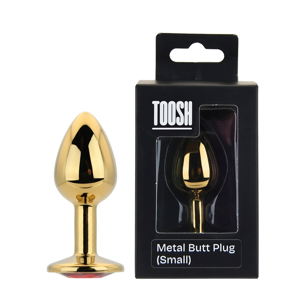 Toosh Gold Metal Butt Plug Small Red Stone anaalitappi | intimi.fi