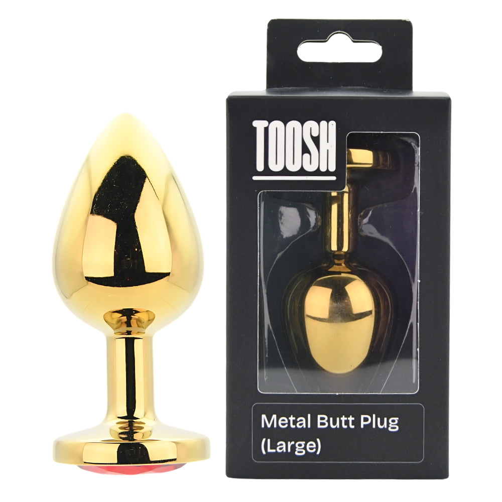 Toosh Gold Metal Butt Plug Large Red Stone anaalitappi | intimi.fi