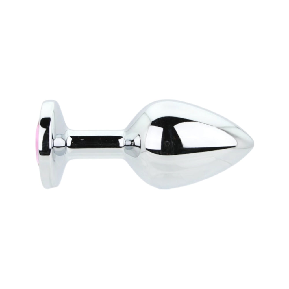 Toosh Silver Metal Butt Plug Medium Pink Stone anaalitappi
