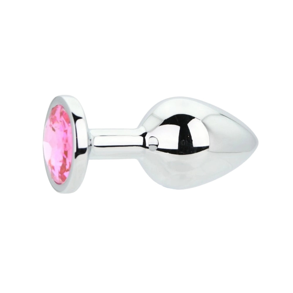 Toosh Silver Metal Butt Plug Medium Pink Stone anaalitappi