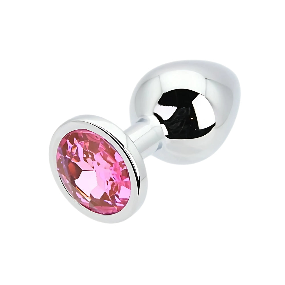 Toosh Silver Metal Butt Plug Medium Pink Stone anaalitappi