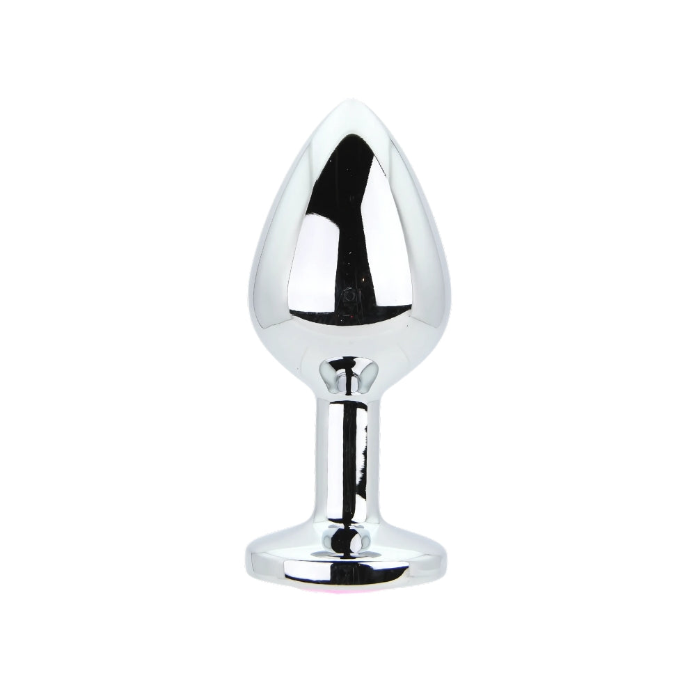 Toosh Silver Metal Butt Plug Medium Pink Stone anaalitappi