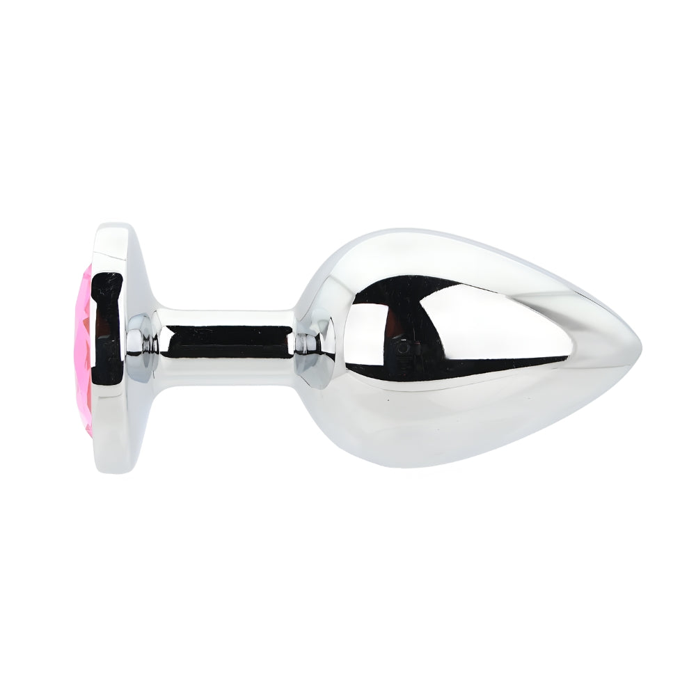 Toosh Silver Metal Butt Plug Large Pink Stone anaalitappi