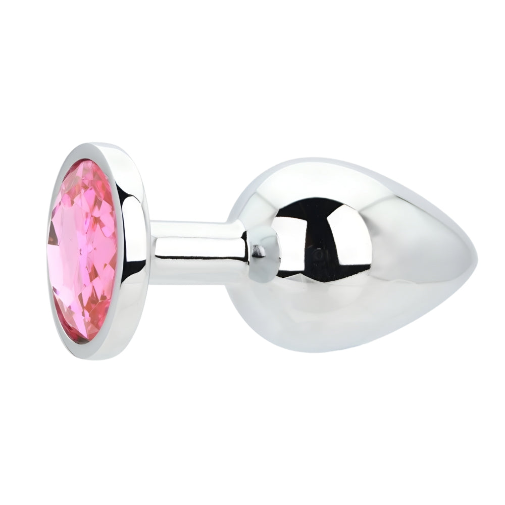 Toosh Silver Metal Butt Plug Large Pink Stone anaalitappi
