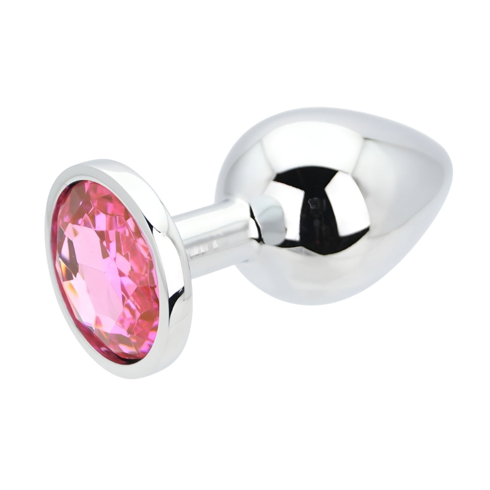 Toosh Silver Metal Butt Plug Large Pink Stone anaalitappi