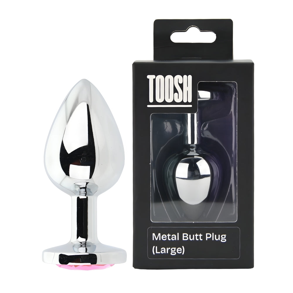 Toosh Silver Metal Butt Plug Large Pink Stone anaalitappi | intimi.fi
