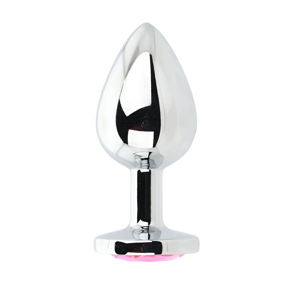 Toosh Silver Metal Butt Plug Large Pink Stone anaalitappi