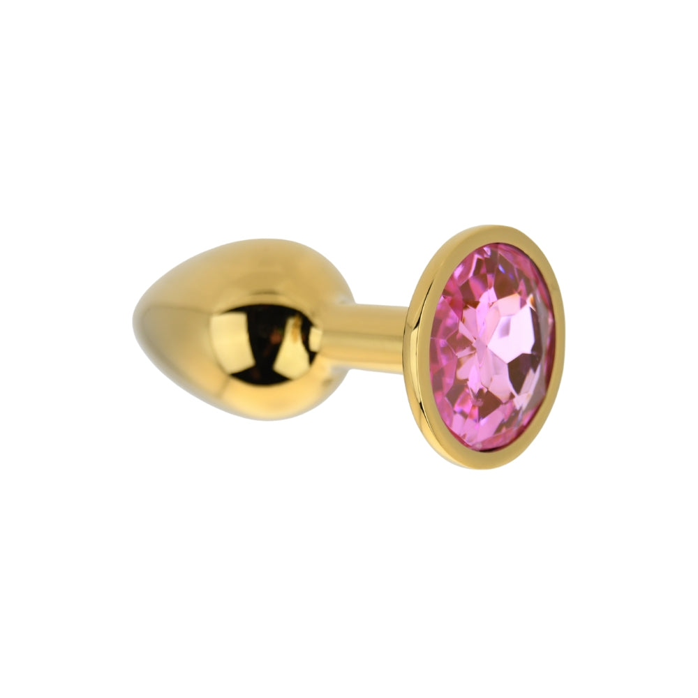 Toosh Gold Metal Butt Plug Small Pink Stone anaalitappi