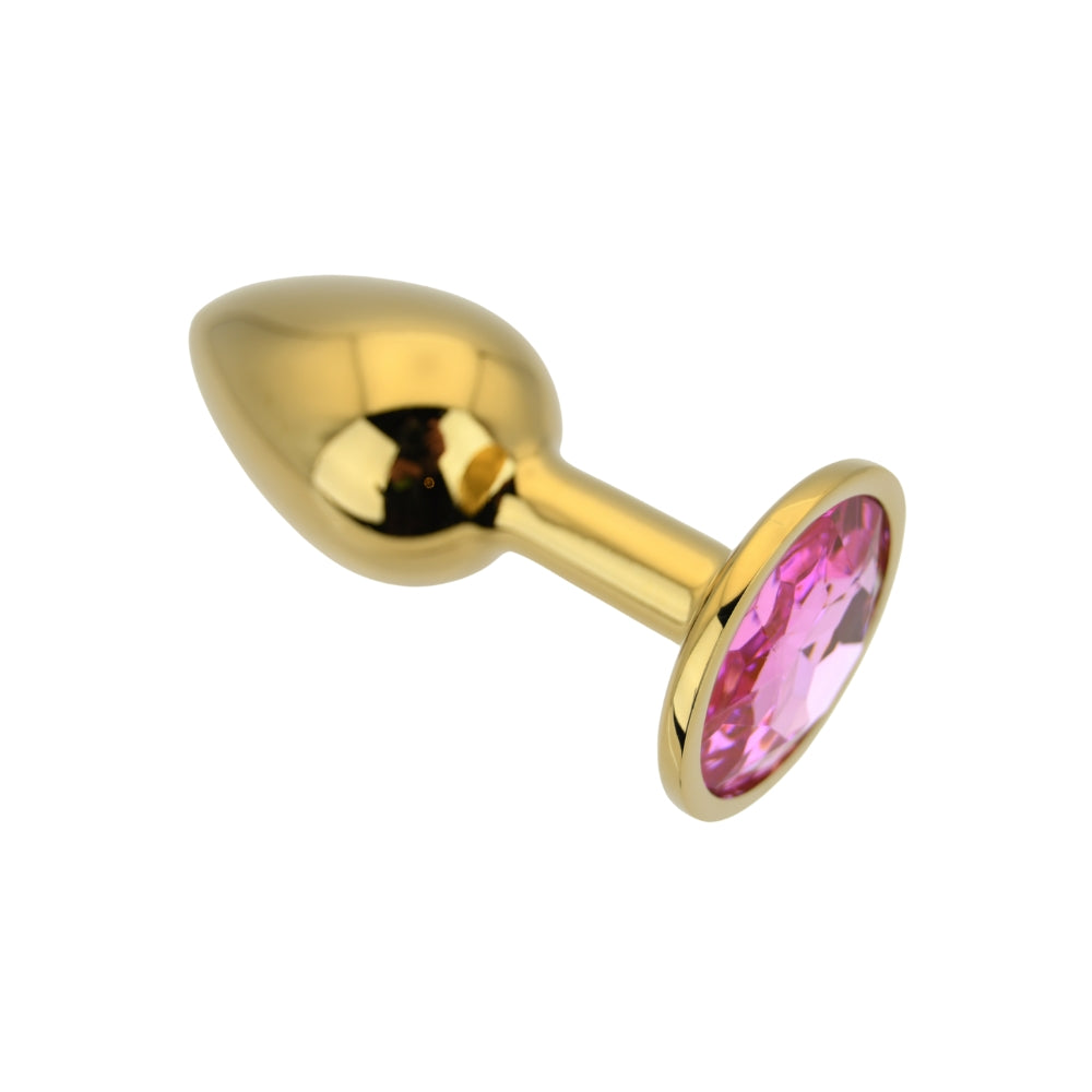 Toosh Gold Metal Butt Plug Small Pink Stone anaalitappi
