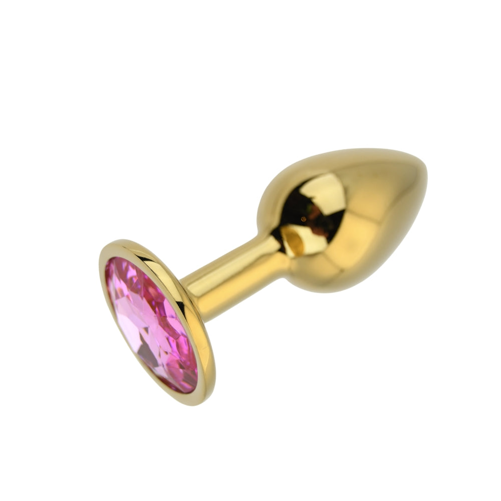 Toosh Gold Metal Butt Plug Small Pink Stone anaalitappi