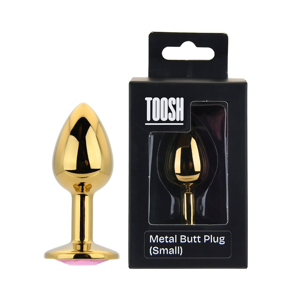 Toosh Gold Metal Butt Plug Small Pink Stone anaalitappi | intimi.fi