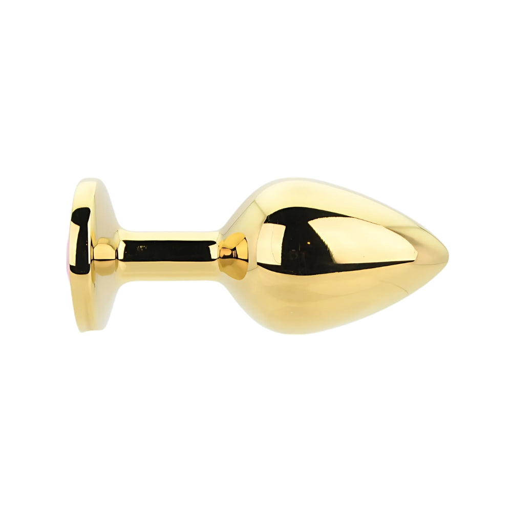 Toosh Gold Metal Butt Plug Medium Pink Stone anaalitappi
