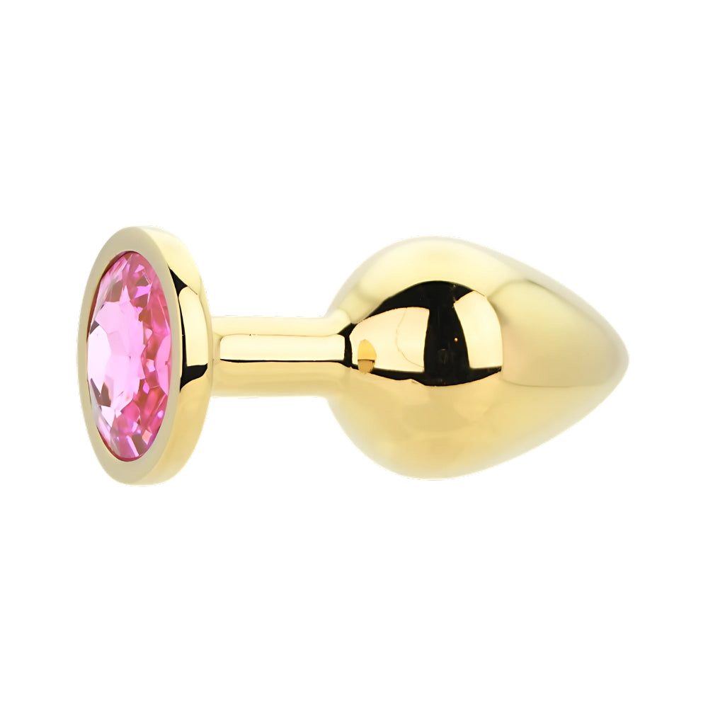 Toosh Gold Metal Butt Plug Medium Pink Stone anaalitappi