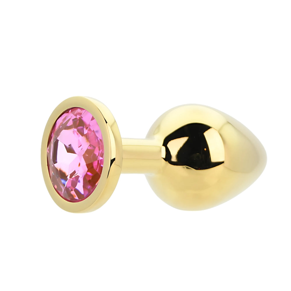 Toosh Gold Metal Butt Plug Medium Pink Stone anaalitappi