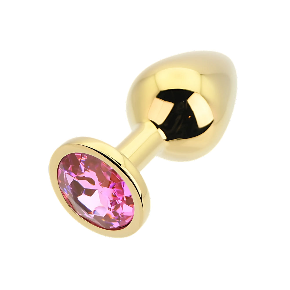 Toosh Gold Metal Butt Plug Medium Pink Stone anaalitappi