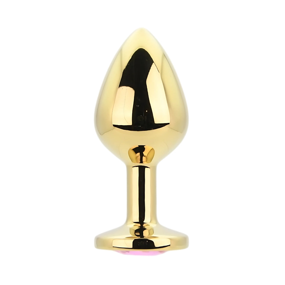 Toosh Gold Metal Butt Plug Medium Pink Stone anaalitappi