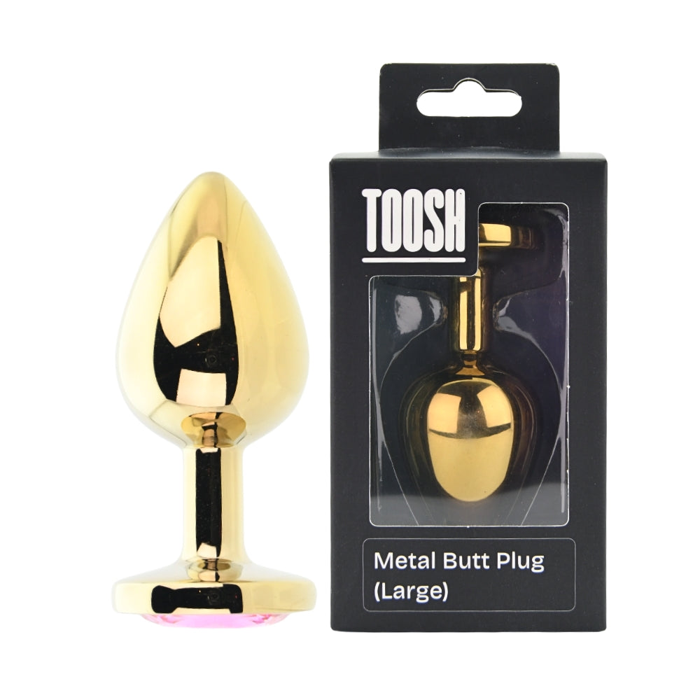 Toosh Gold Metal Butt Plug Large Pink Stone anaalitappi | intimi.fi