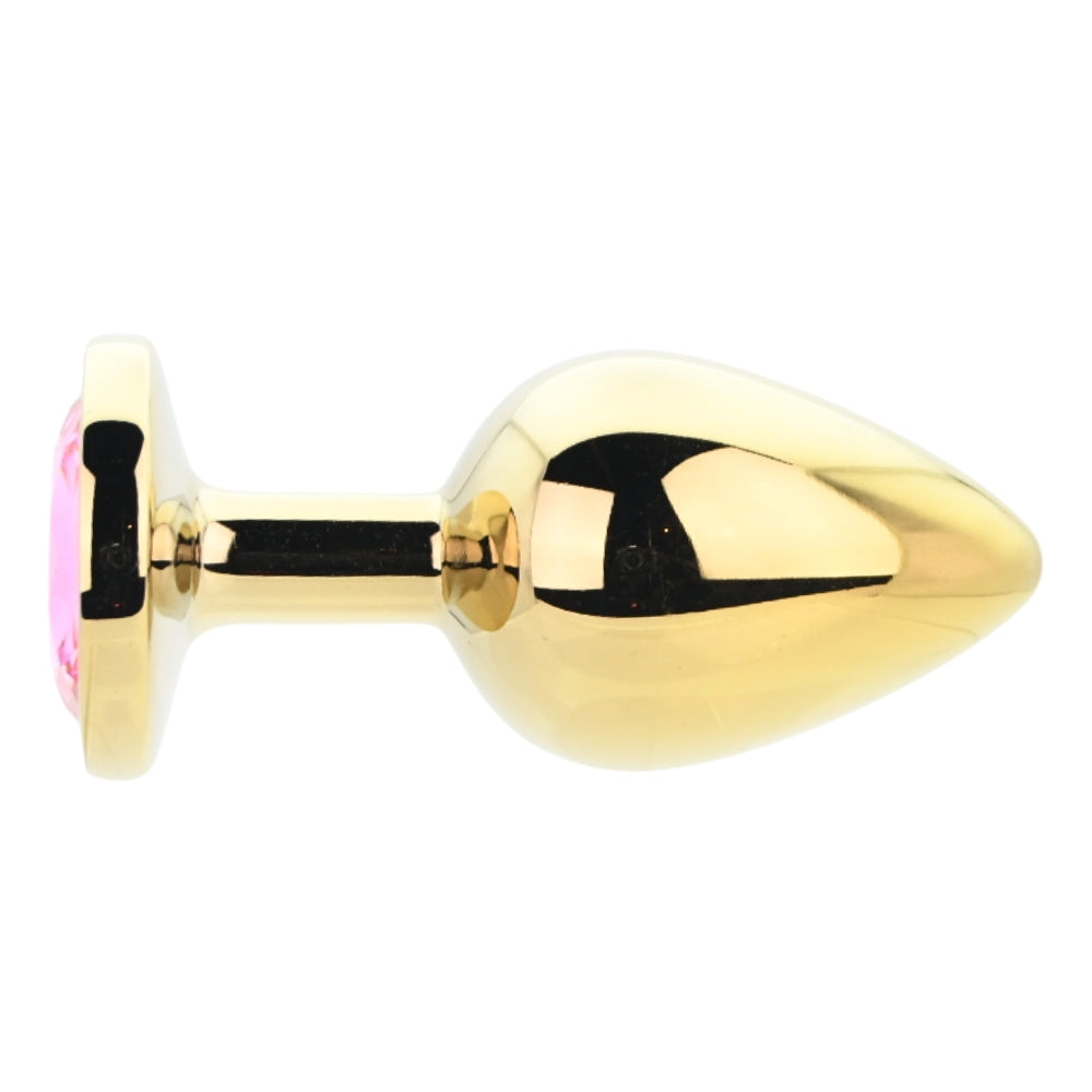 Toosh Gold Metal Butt Plug Large Pink Stone anaalitappi
