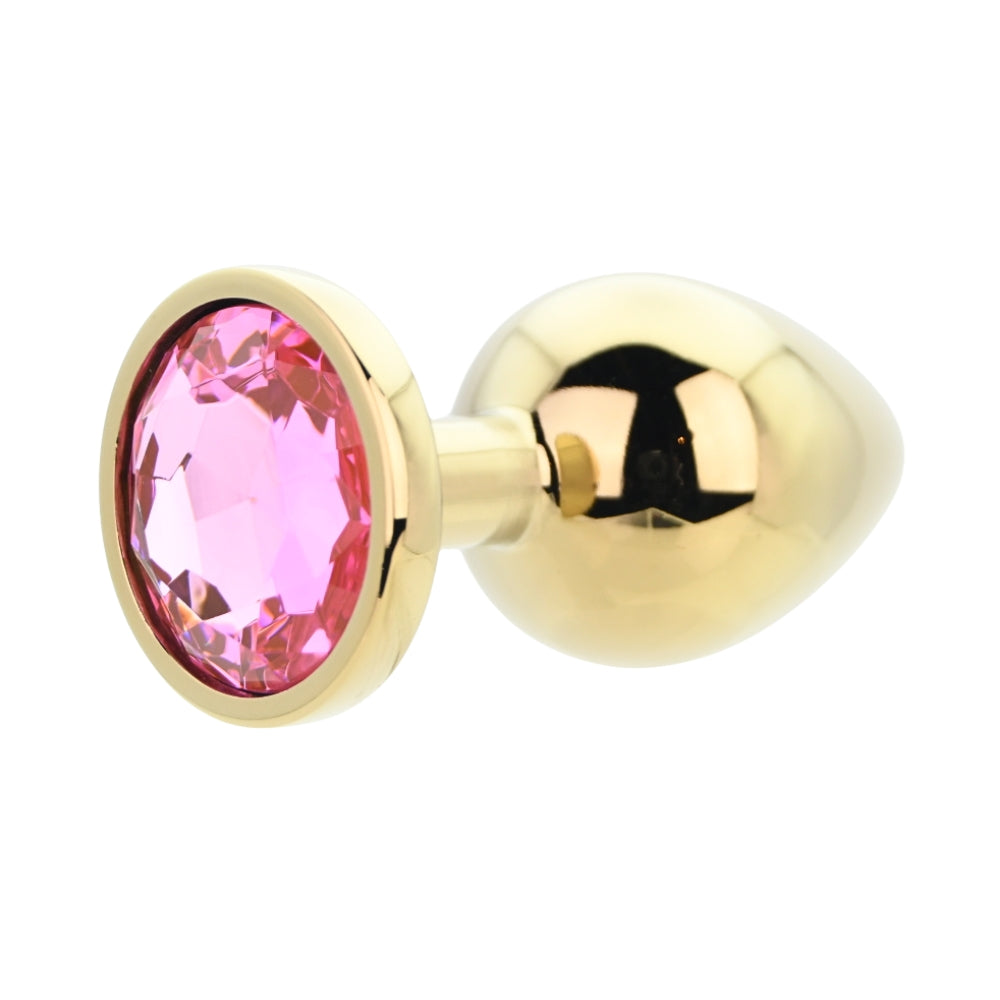Toosh Gold Metal Butt Plug Large Pink Stone anaalitappi