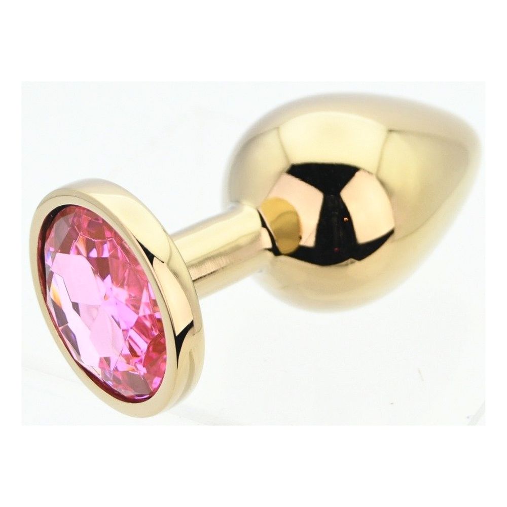 Toosh Gold Metal Butt Plug Large Pink Stone anaalitappi