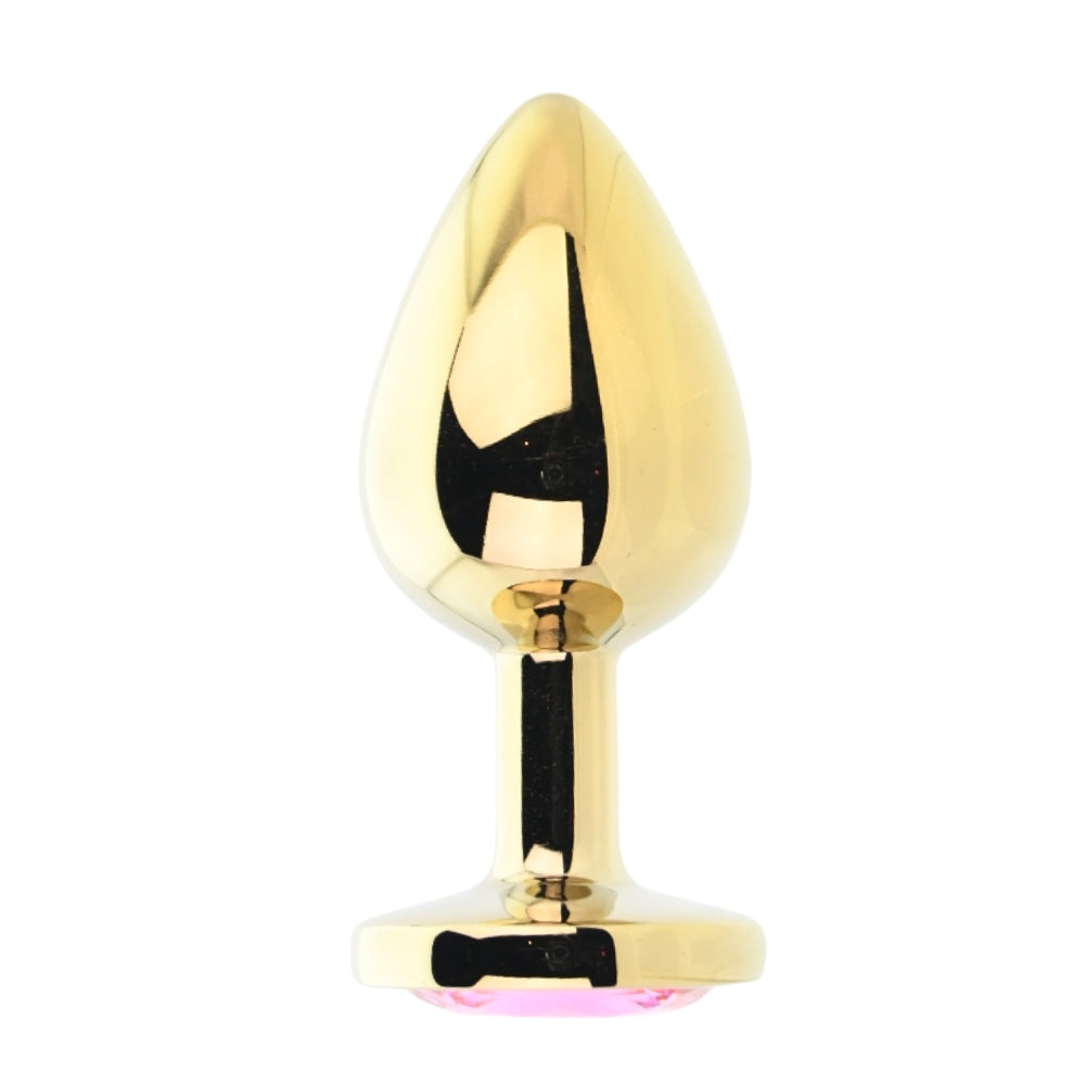 Toosh Gold Metal Butt Plug Large Pink Stone anaalitappi