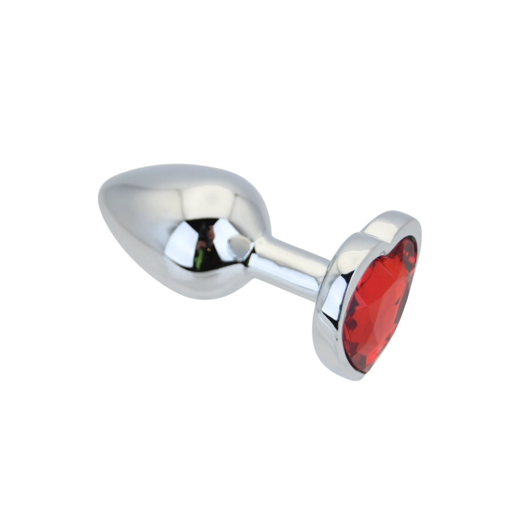 Toosh Heart Shaped Silver with Red Stone Small anaalitappi