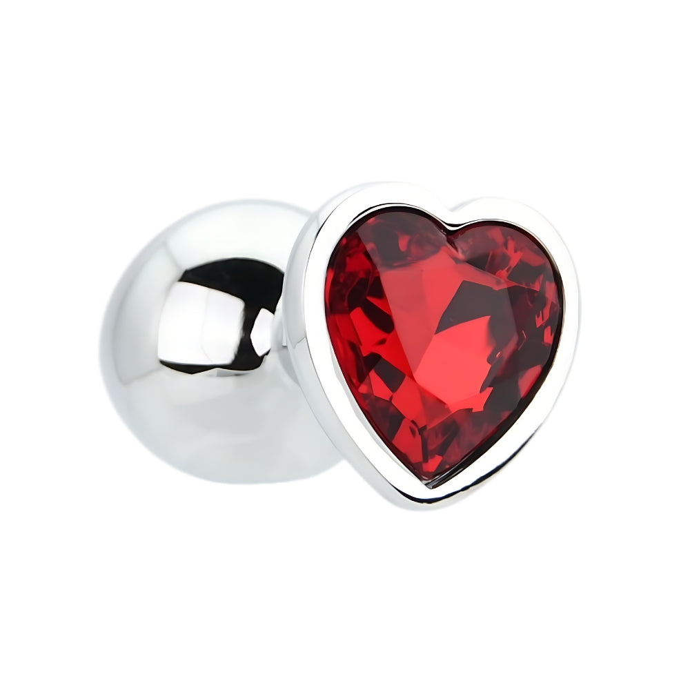 Toosh Heart Shaped Silver with Red Stone Medium anaalitappi