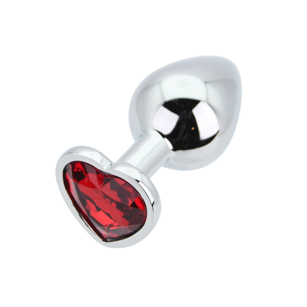 Toosh Heart Shaped Silver with Red Stone Medium anaalitappi