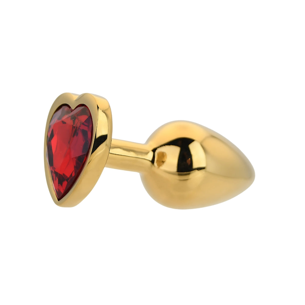 Toosh Heart Shaped Gold with Red Stone Small