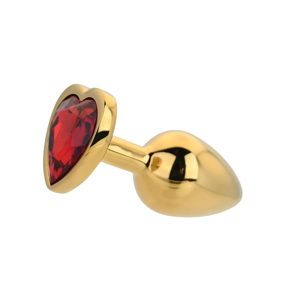 Toosh Heart Shaped Gold with Red Stone Small