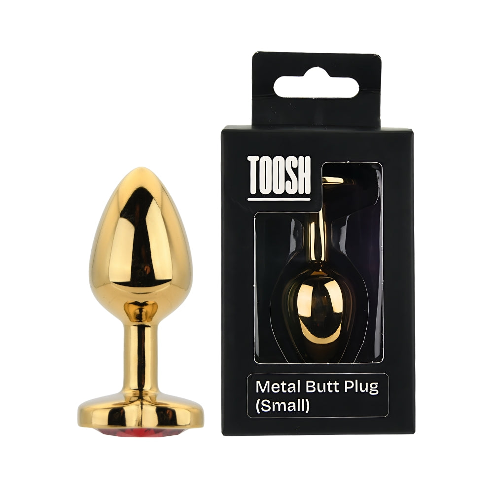 Toosh Heart Shaped Gold with Red Stone Small anaalitappi | intimi.fi