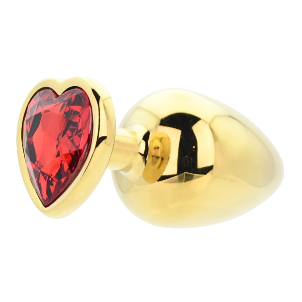 Toosh Heart Shaped Gold with Red Stone Large