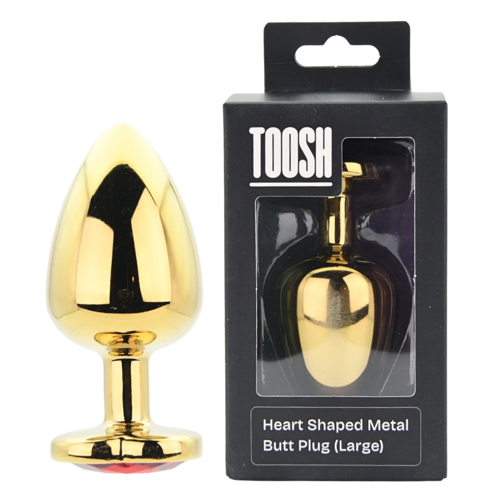 Toosh Heart Shaped Gold with Red Stone Large anaalitappi | intimi.fi