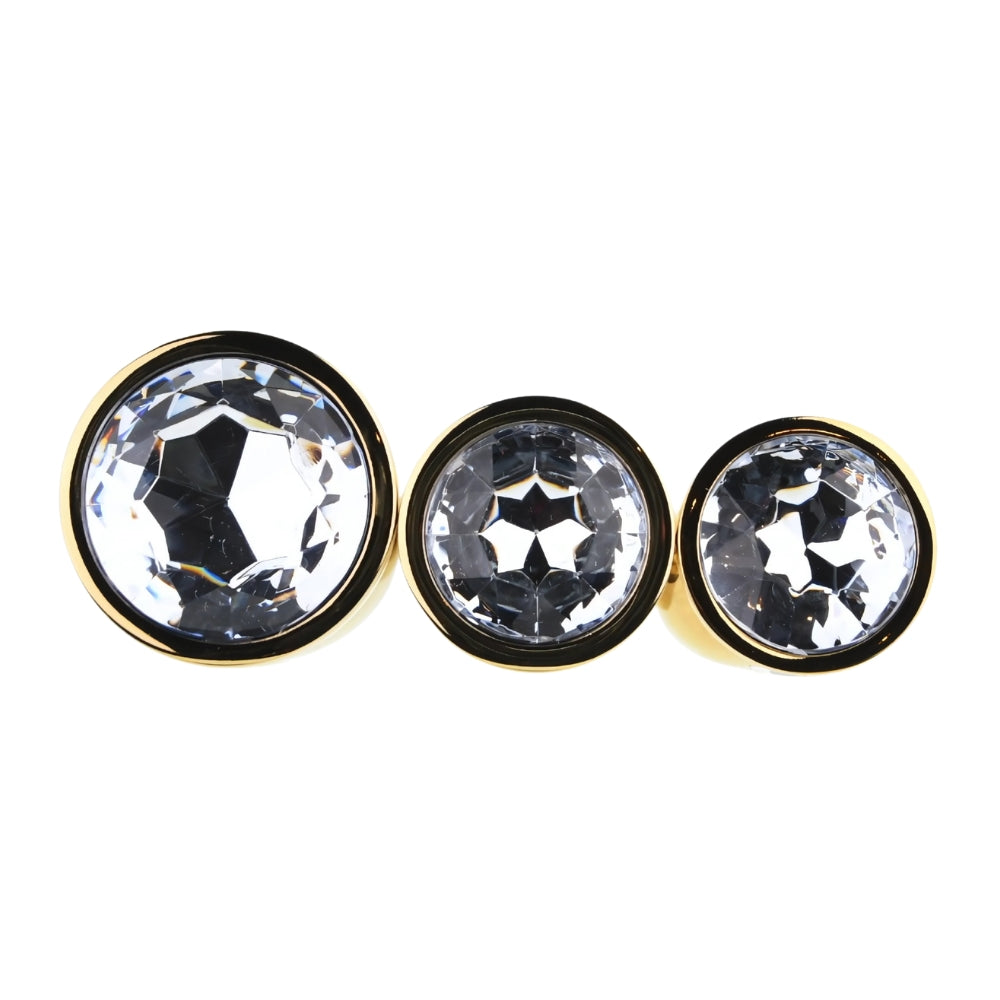 Toosh Metal Butt Plug Gold Set of 3 Clear Stone anaalitappi
