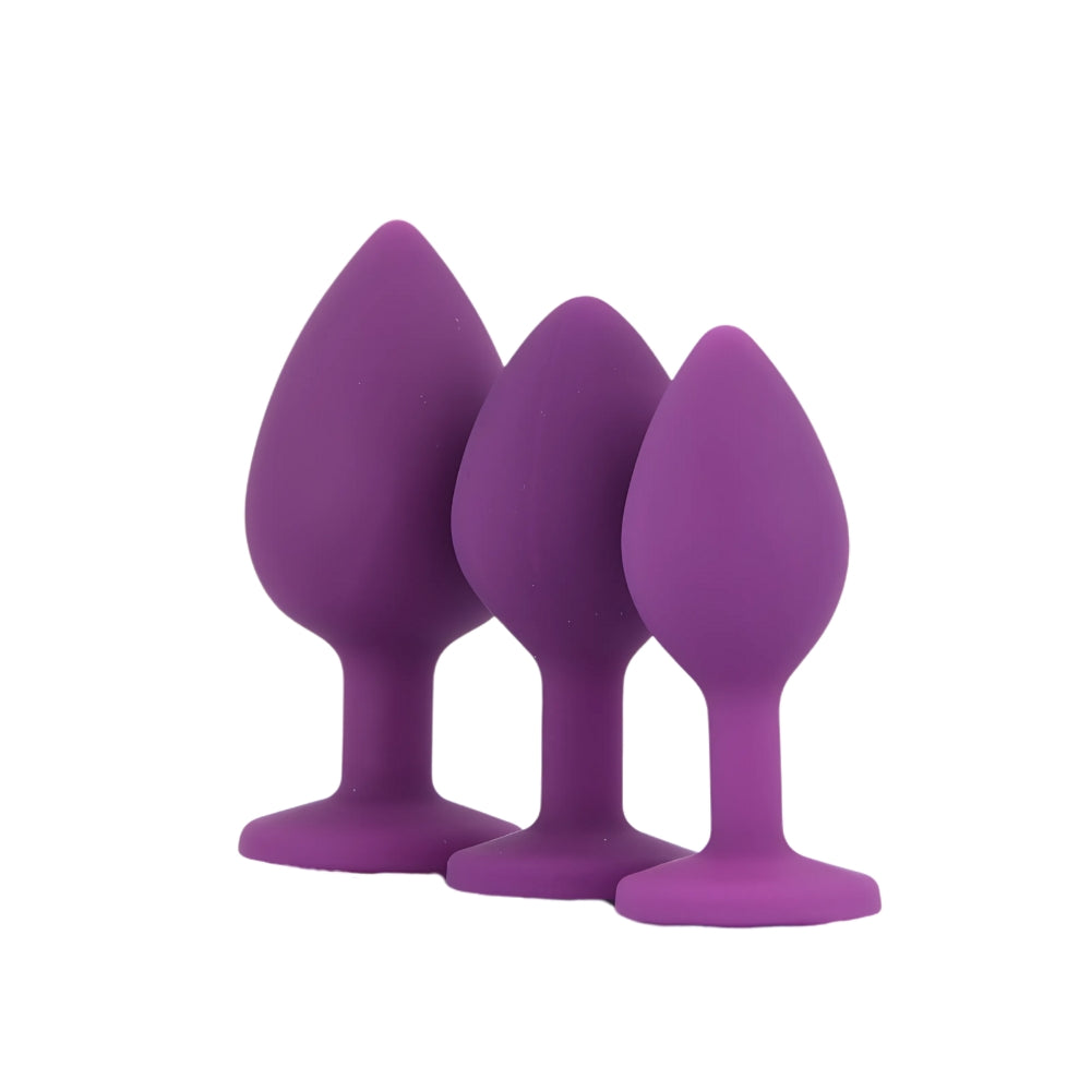 Toosh Silicone Butt Plug Purple Set of 3 Clear Stone anaalitappi