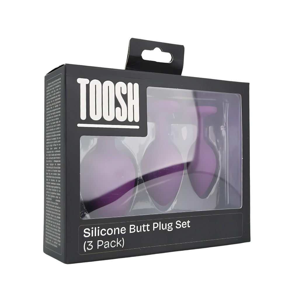 Toosh Silicone Butt Plug Purple Set of 3 Clear Stone anaalitappi