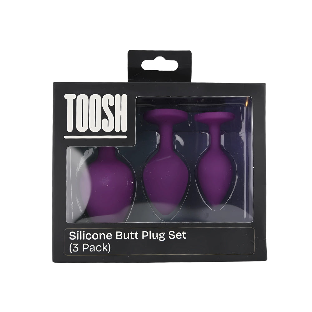 Toosh Silicone Butt Plug Purple Set of 3 Clear Stone anaalitappi
