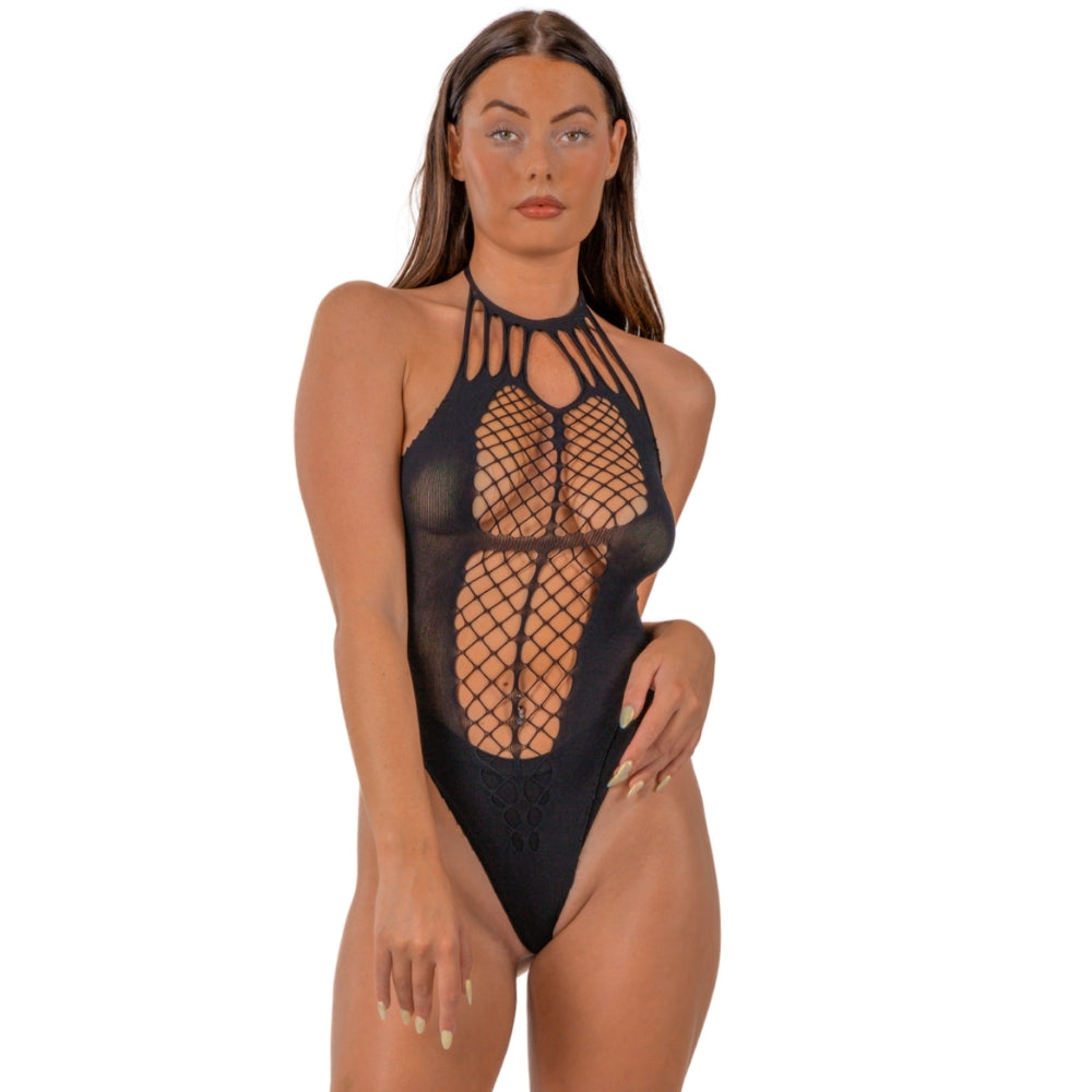 Lace by LJ Strappy Halter Teddy Black alusasu | intimi.fi