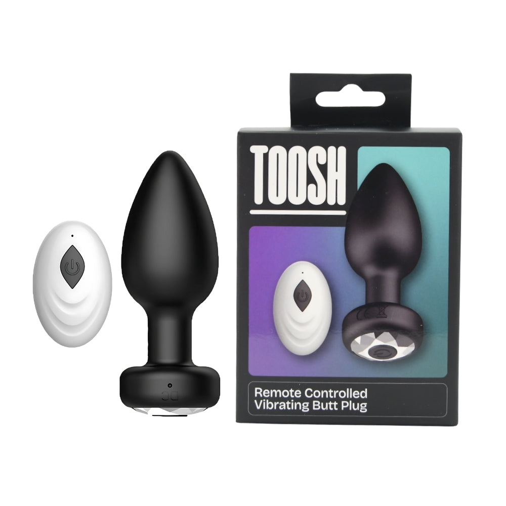 Toosh remote-controlled silicone vibrating anal beads set with two colorful silicone anal toys for adult pleasure.