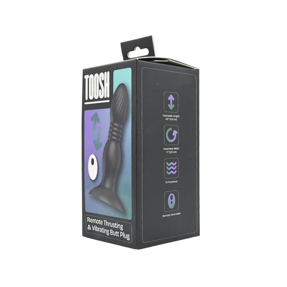 Toosh remote-controlled thrusting butt plug with anal beads, featuring a sleek design and ergonomic shape for enhanced pleasure.