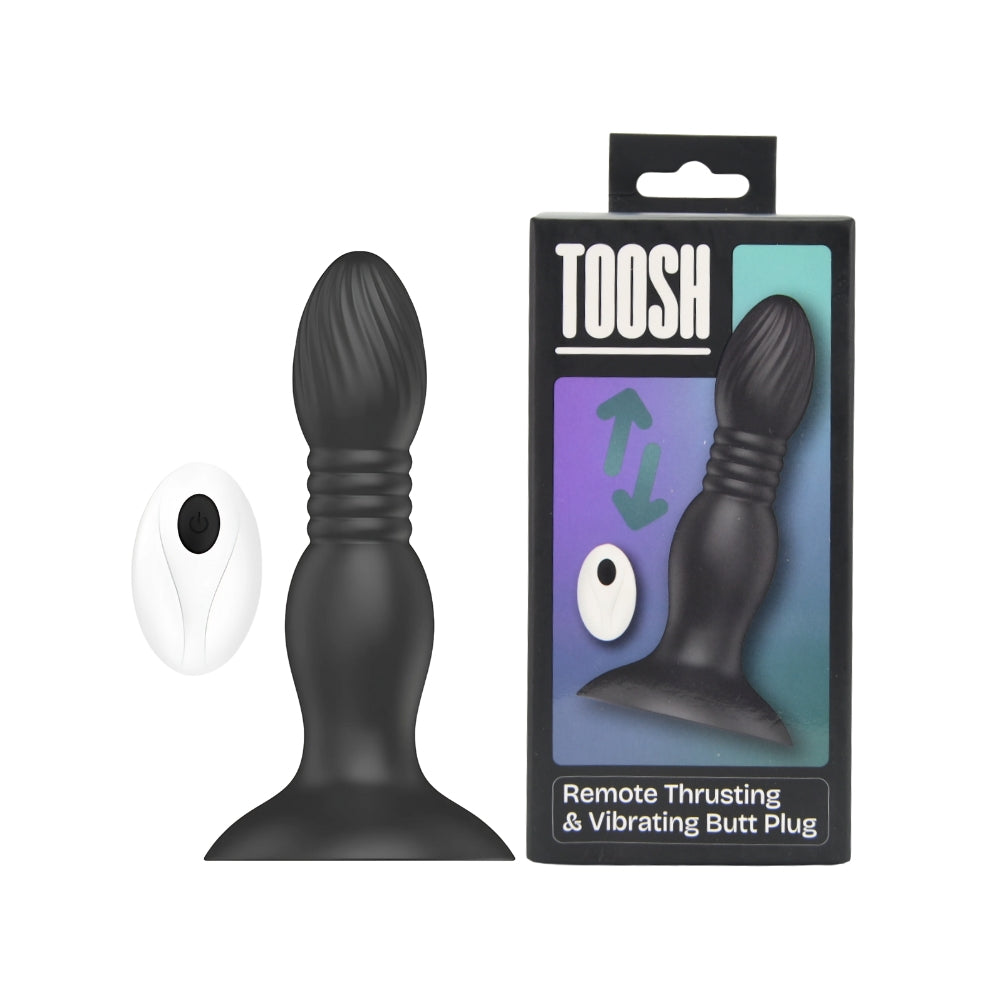 Toosh remote-controlled thrusting butt plug with anal bead design, showcasing sleek contours and ergonomic shape.
