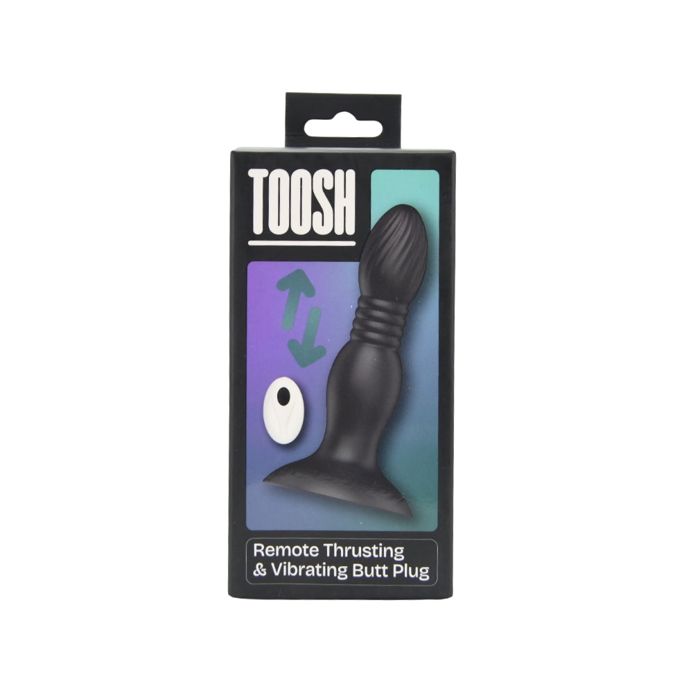 Toosh remote-controlled thrusting butt plug with smooth design and anal beads for enhanced pleasure and stimulation.