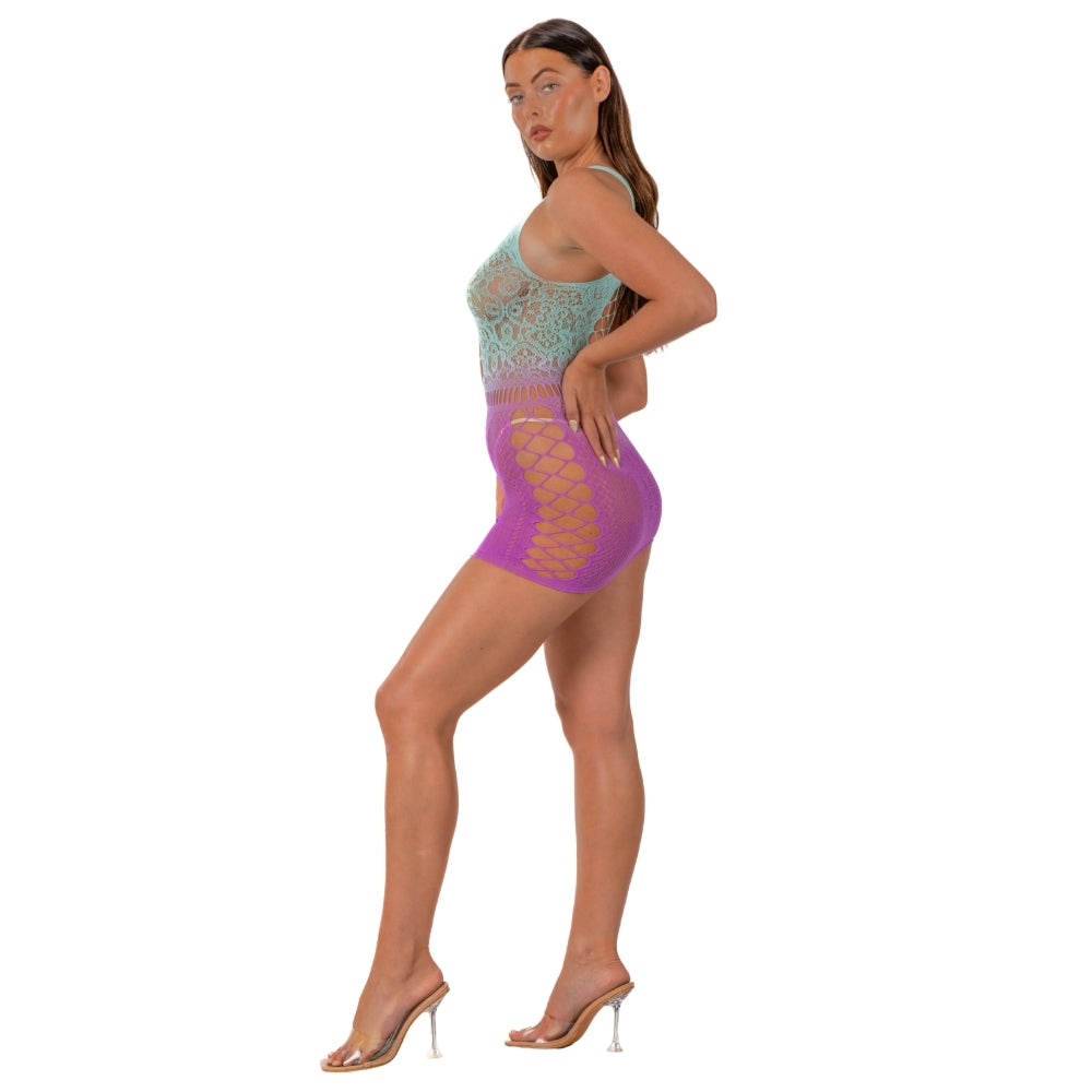 Lace by LJ Ombre Faux Lace Up Mini Dress alusasu