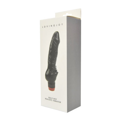 Black Loving Joy Bully Boy realistic vibrator, vibrating dildo with detailed texture and firm design for adult pleasure.