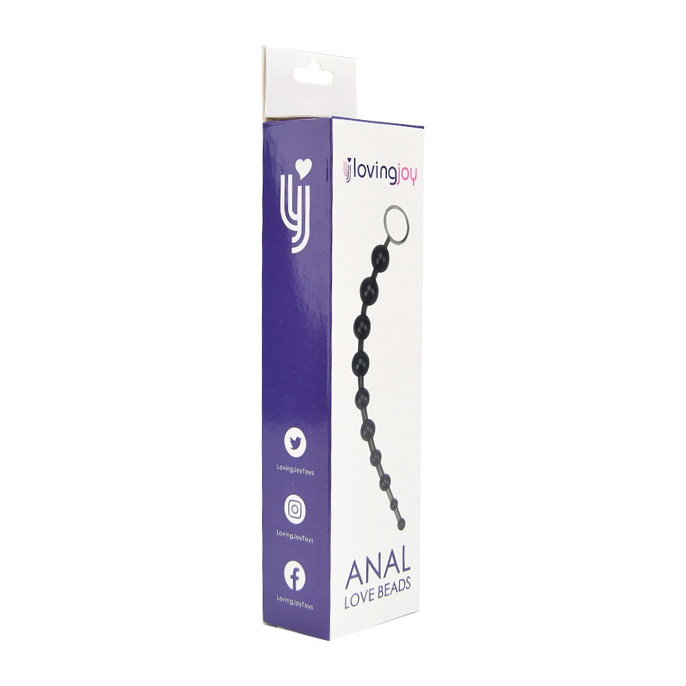 Black Loving Joy Anal Love Beads set, smooth silicone anal beads with a tapered design for comfortable insertion and pleasure.