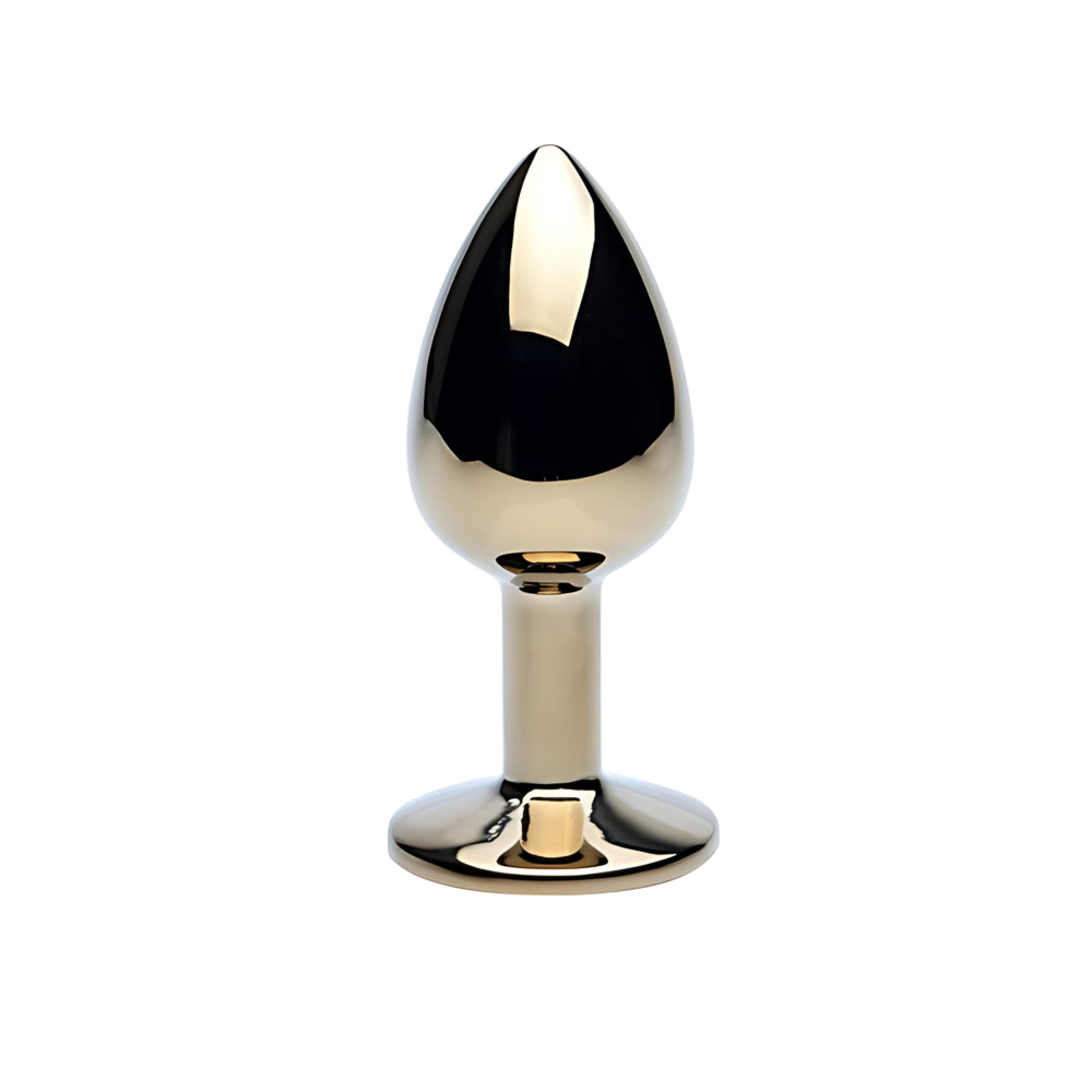 Small gold Precious Metals butt plug, smooth and shiny anal toy designed for comfortable use and easy insertion.