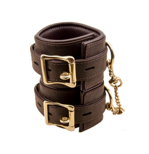 Bound Nubuck Leather Wrist Restraints for bondage, featuring soft nubuck material and adjustable straps for secure comfort.