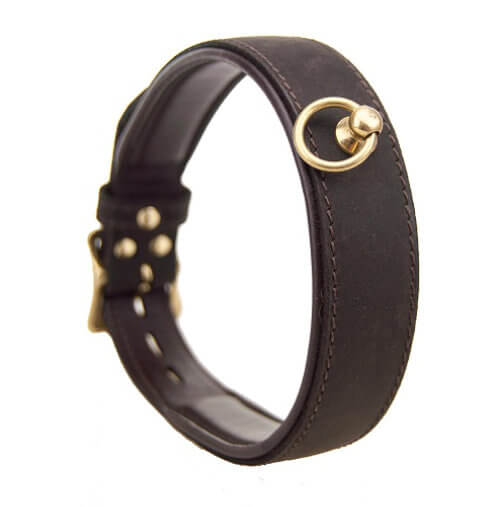 BOUND Nubuck Leather Choker with 'O' Ring - intimi