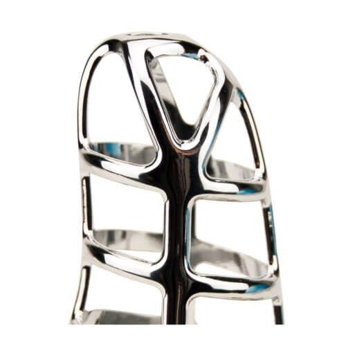 Impound Gladiator male chastity device, a steel cock cage with secure locking mechanism and adjustable design.