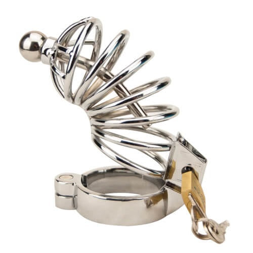 Impound Corkscrew Male Chastity Device with Penis Plug - intimi
